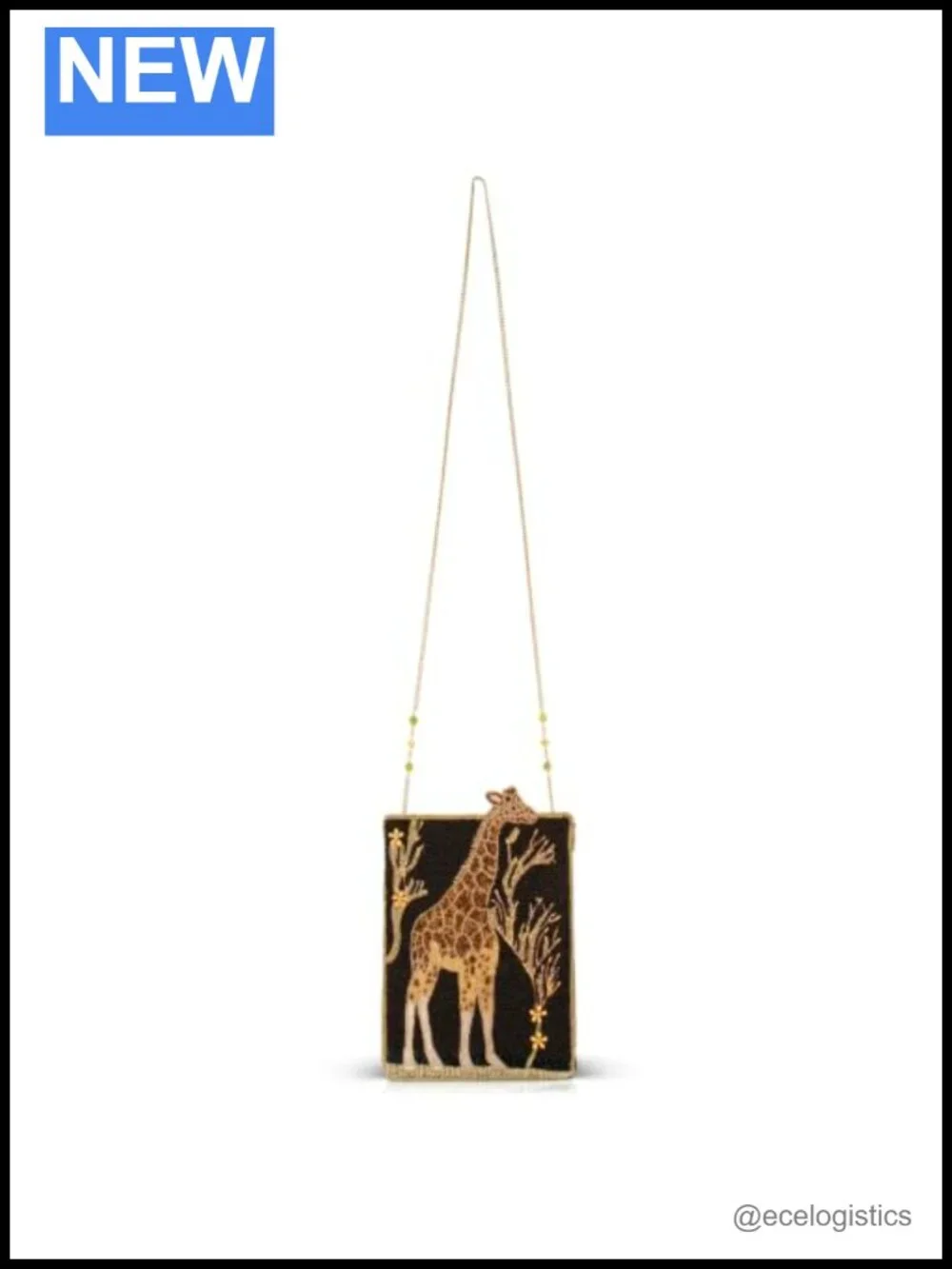 Hand-Beaded Giraffe Crossbody Mini Bag Removable Chain Strap